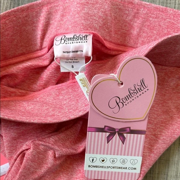 Bombshell Sportswear Coral and White Leggings - Picture 3 of 3